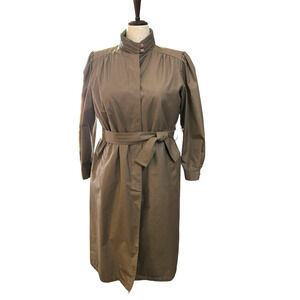 Vtg London Fog Women's Funnel Neck Trench Coat Puff Sleeve Removable Liner XL